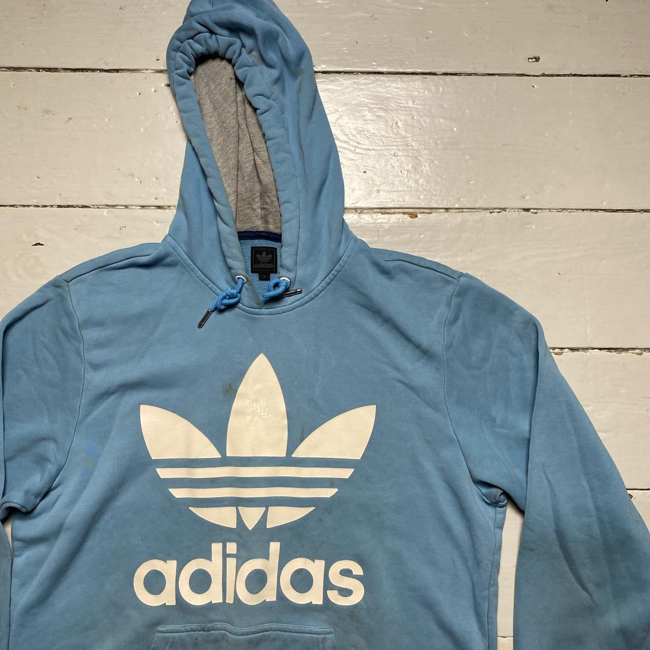 Adidas Light Blue Hoodie (Large)