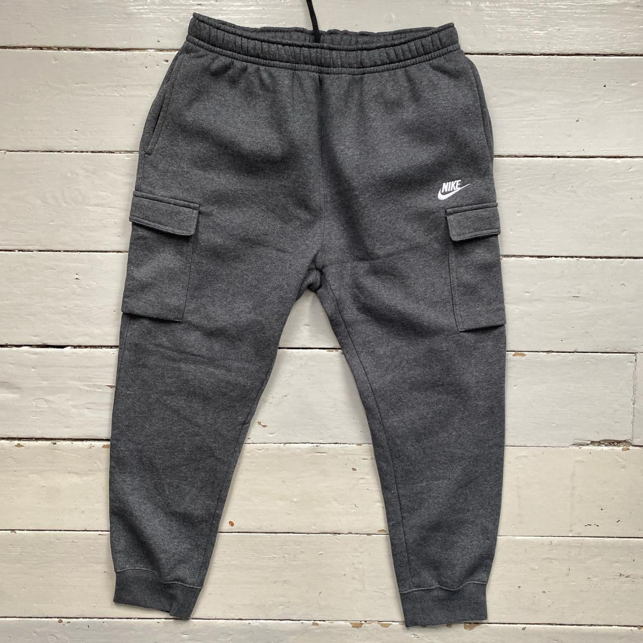 Nike Cargo Joggers Swoosh Grey and White (Large)