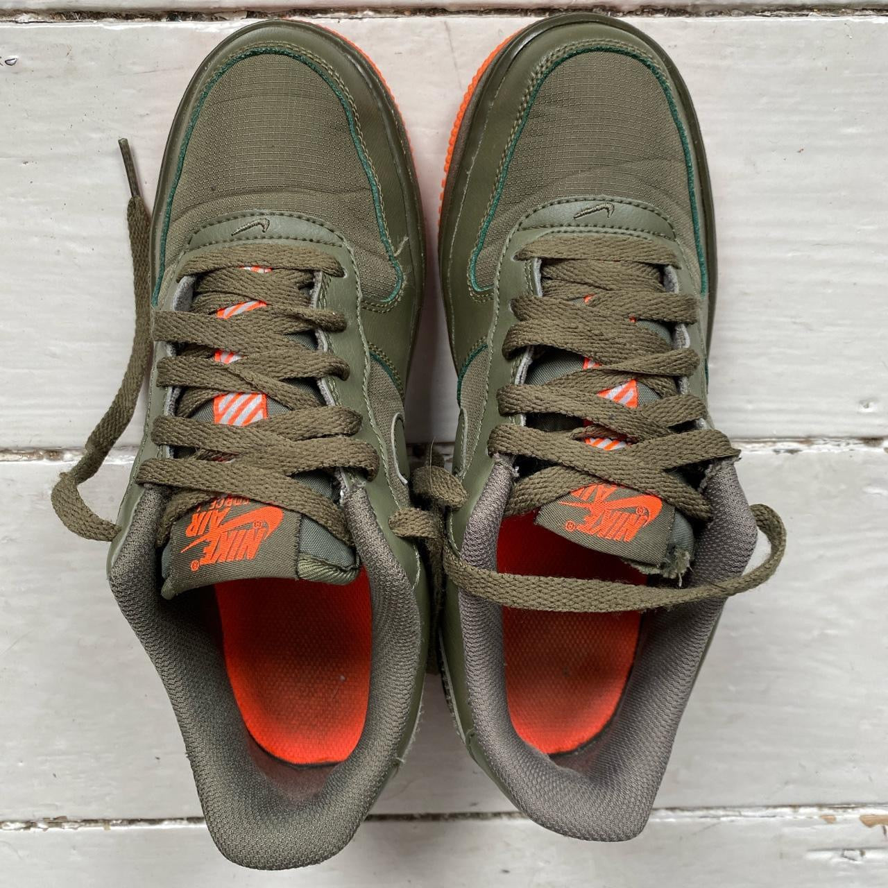 Nike Air Force 1 Khaki and Orange (UK 5.5)