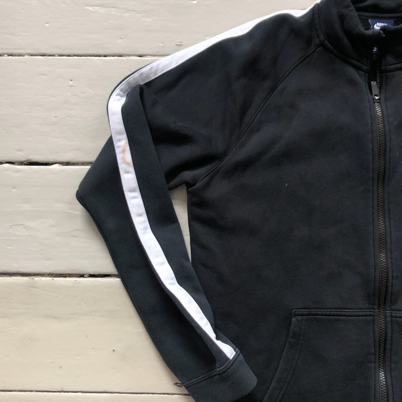 Nike Black and White Swoosh Zip Up (Medium)