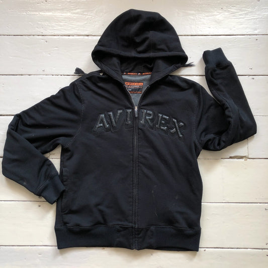 Avirex Vintage Black Spellout Hoodie (Large)