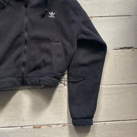 Adidas Black and White Towelling Hoodie (UK 6)
