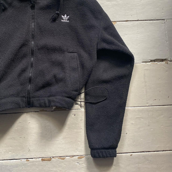 Adidas Black and White Towelling Hoodie (UK 6)