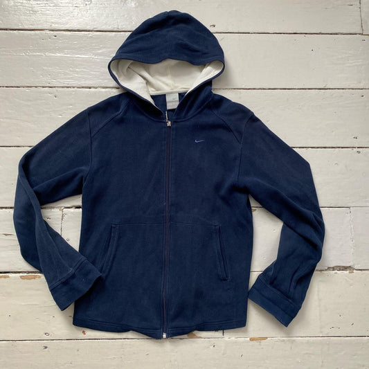 Nike Swoosh Vintage Navy Hoodie Womens (Medium)