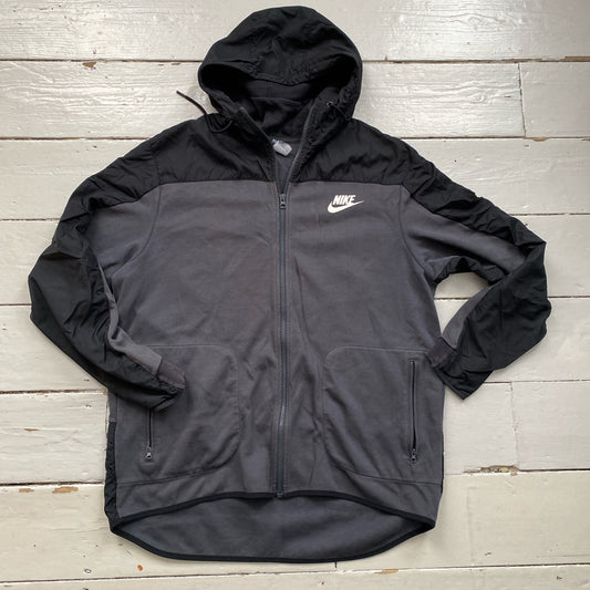 Nike Hoodie Jacket Black and Grey (XXL)