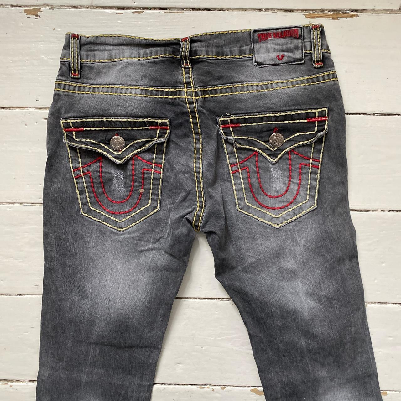 True Religion Big Stitch Grey Gold and Red Jeans (32/33)