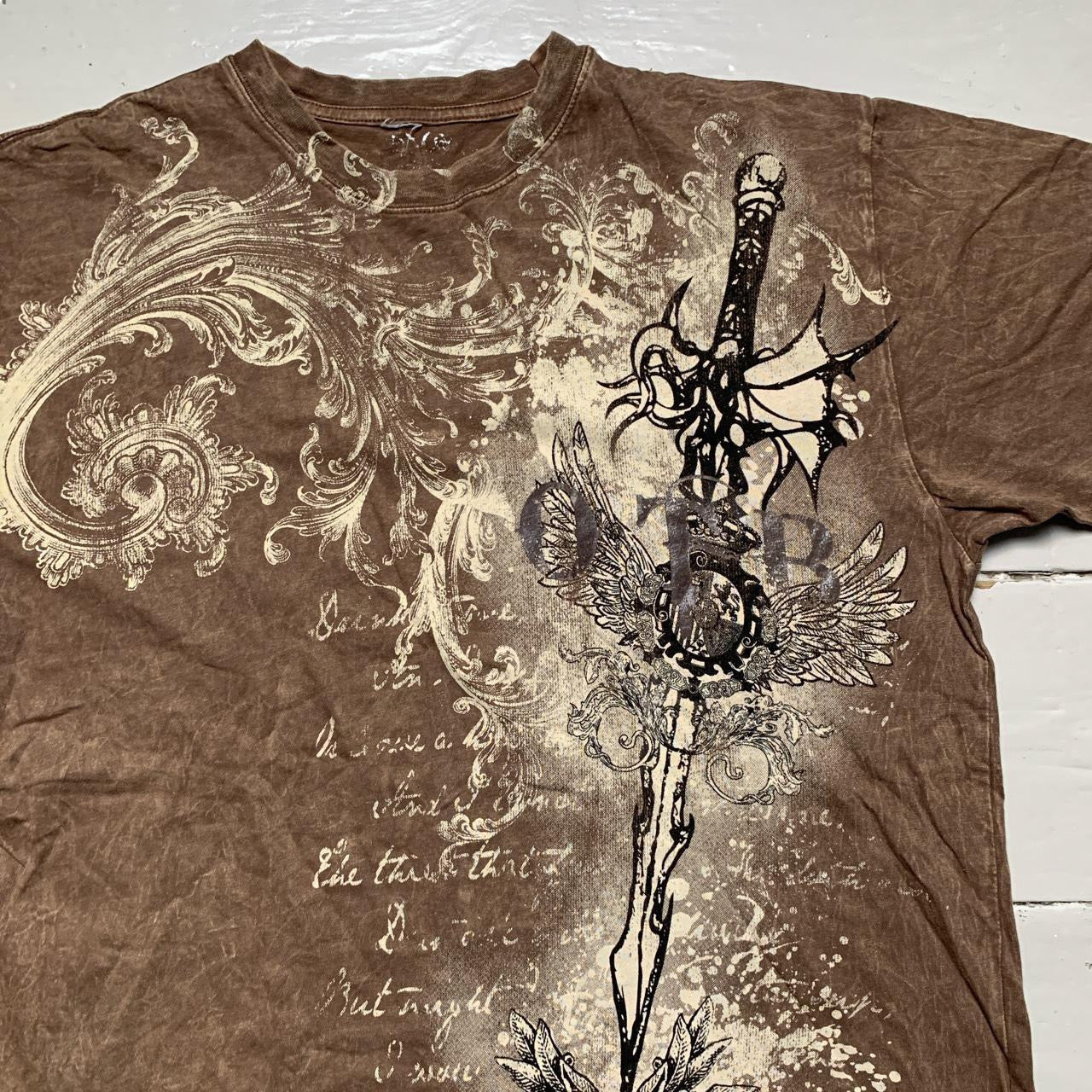 OTB Vintage Brown Grunge T Shirt (Medium)