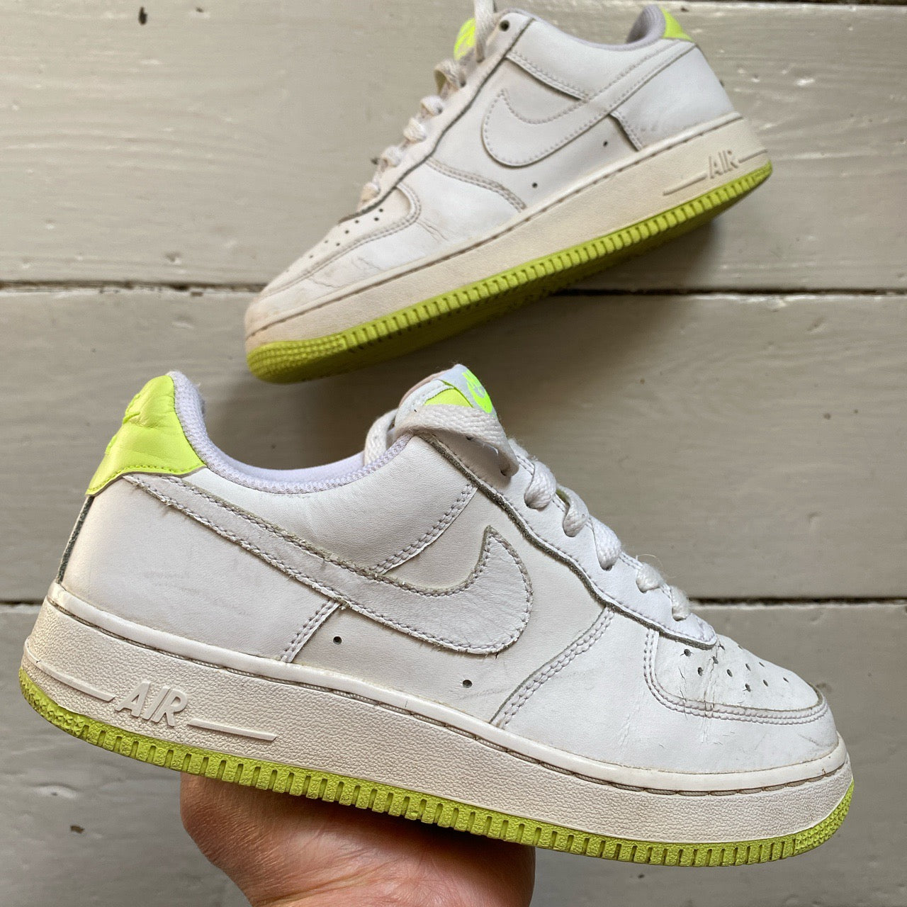 Nike Air Force 1 White and Neon (UK 5)