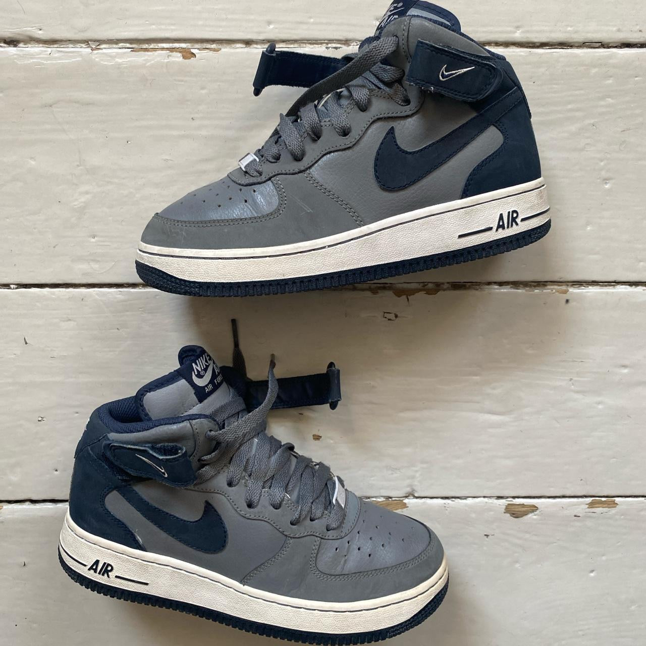 Nike Air Force 1 Mid Navy and Grey (UK 4.5)
