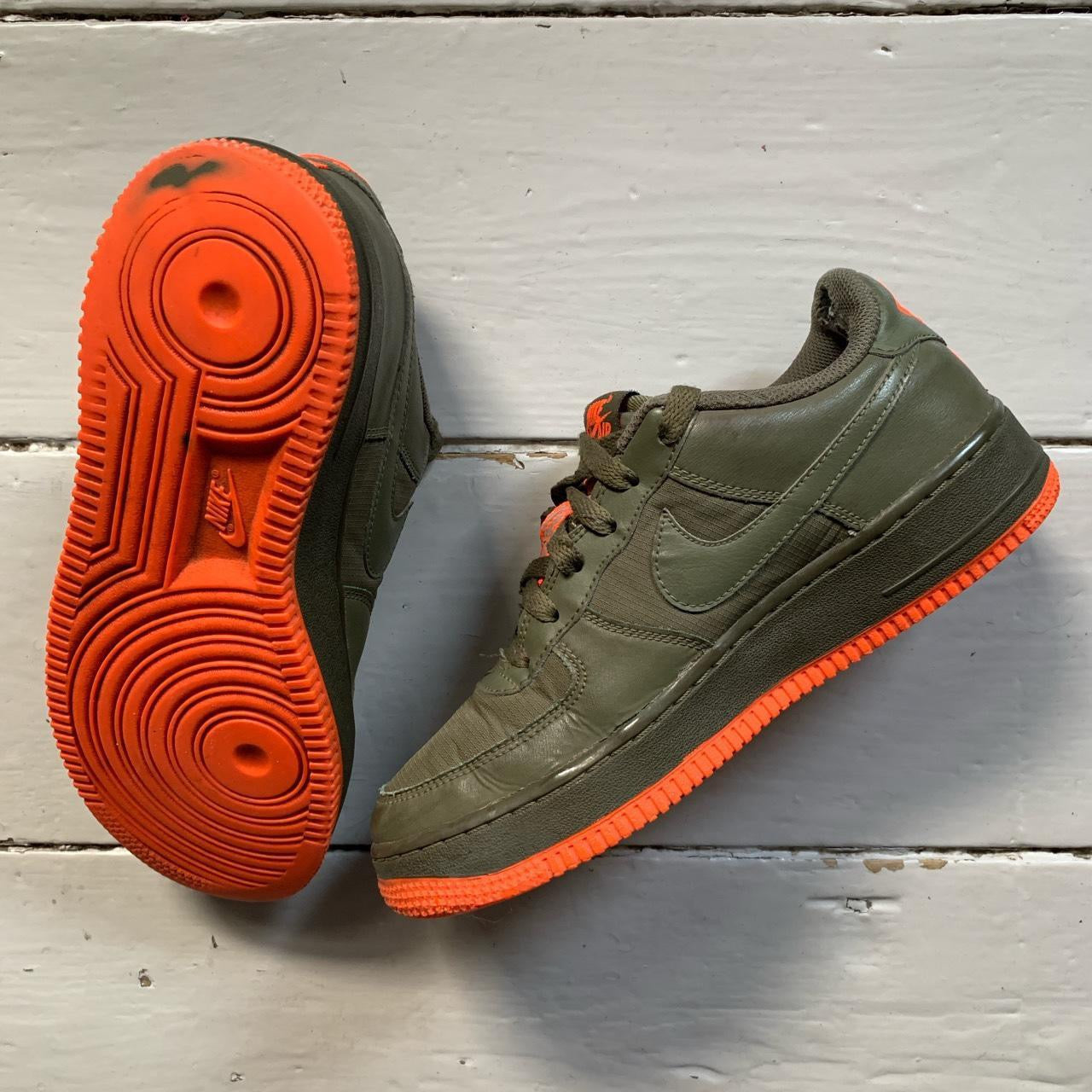 Nike Air Force 1 Khaki and Orange (UK 5.5)