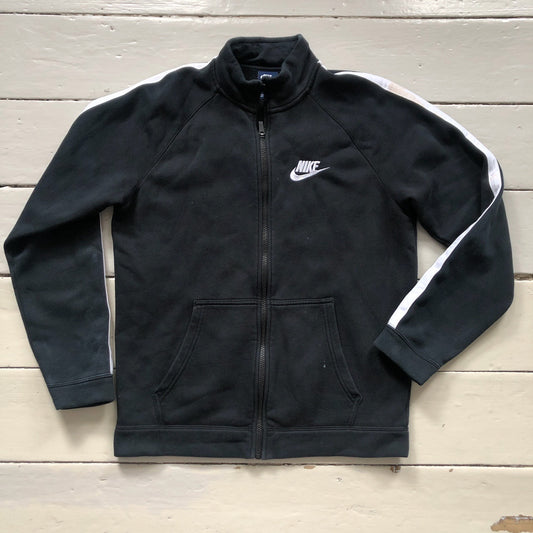 Nike Black and White Swoosh Zip Up (Medium)