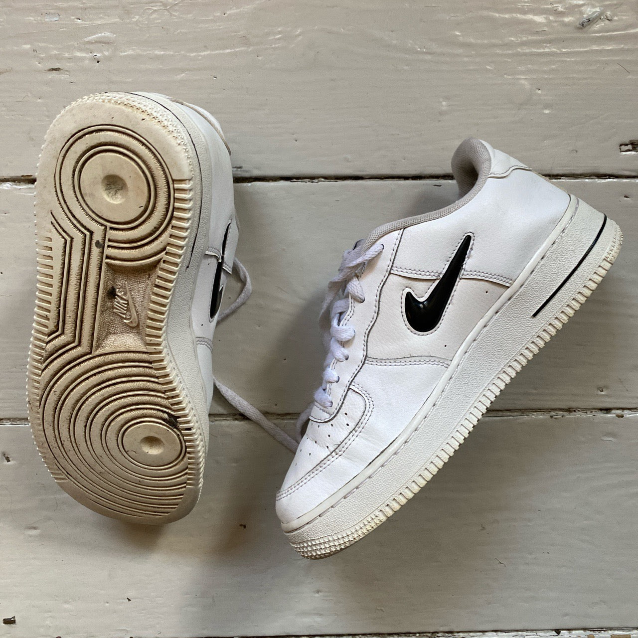 Nike Air Force 1 White and Black Jewel (UK 5.5)