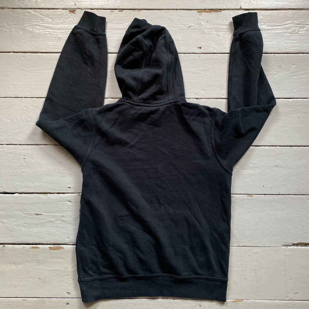 Nike White Swoosh Black Hoodie (Small)
