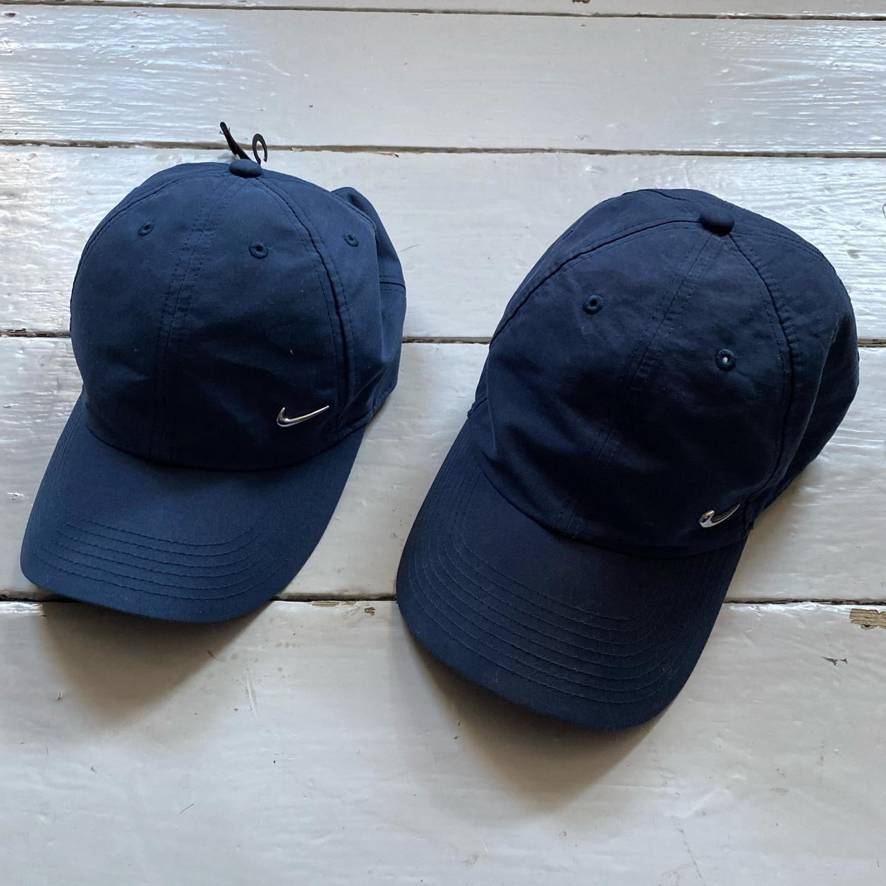 Nike Navy Metal Swoosh Caps