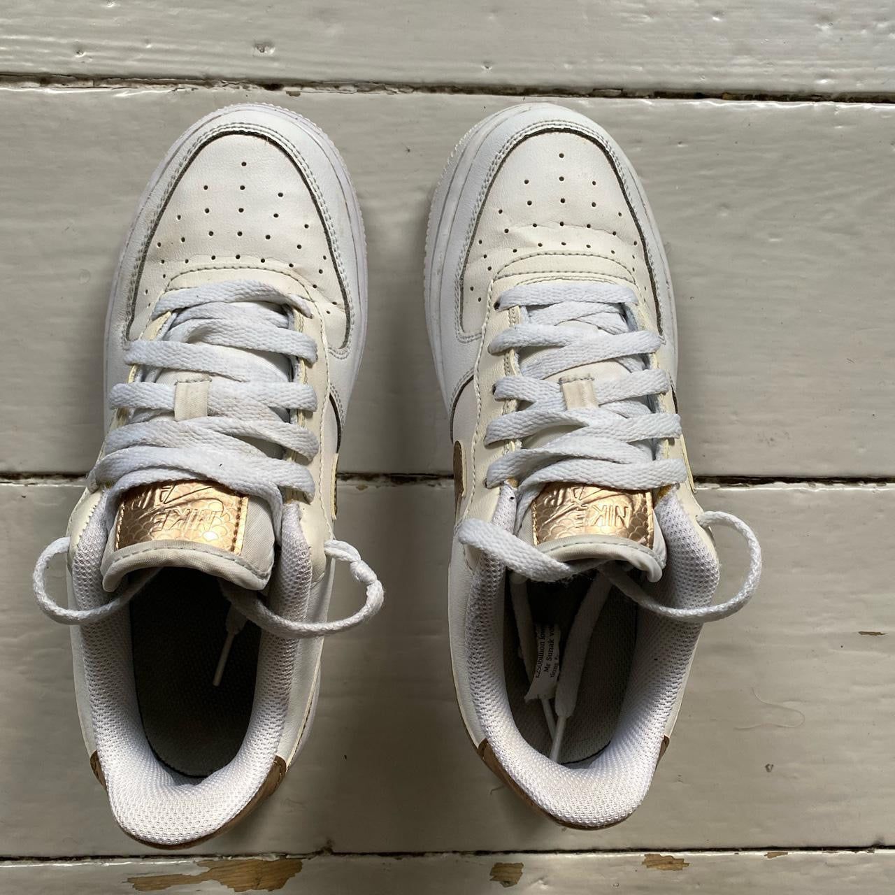 Nike Air Force 1 White and Gold (UK 5)