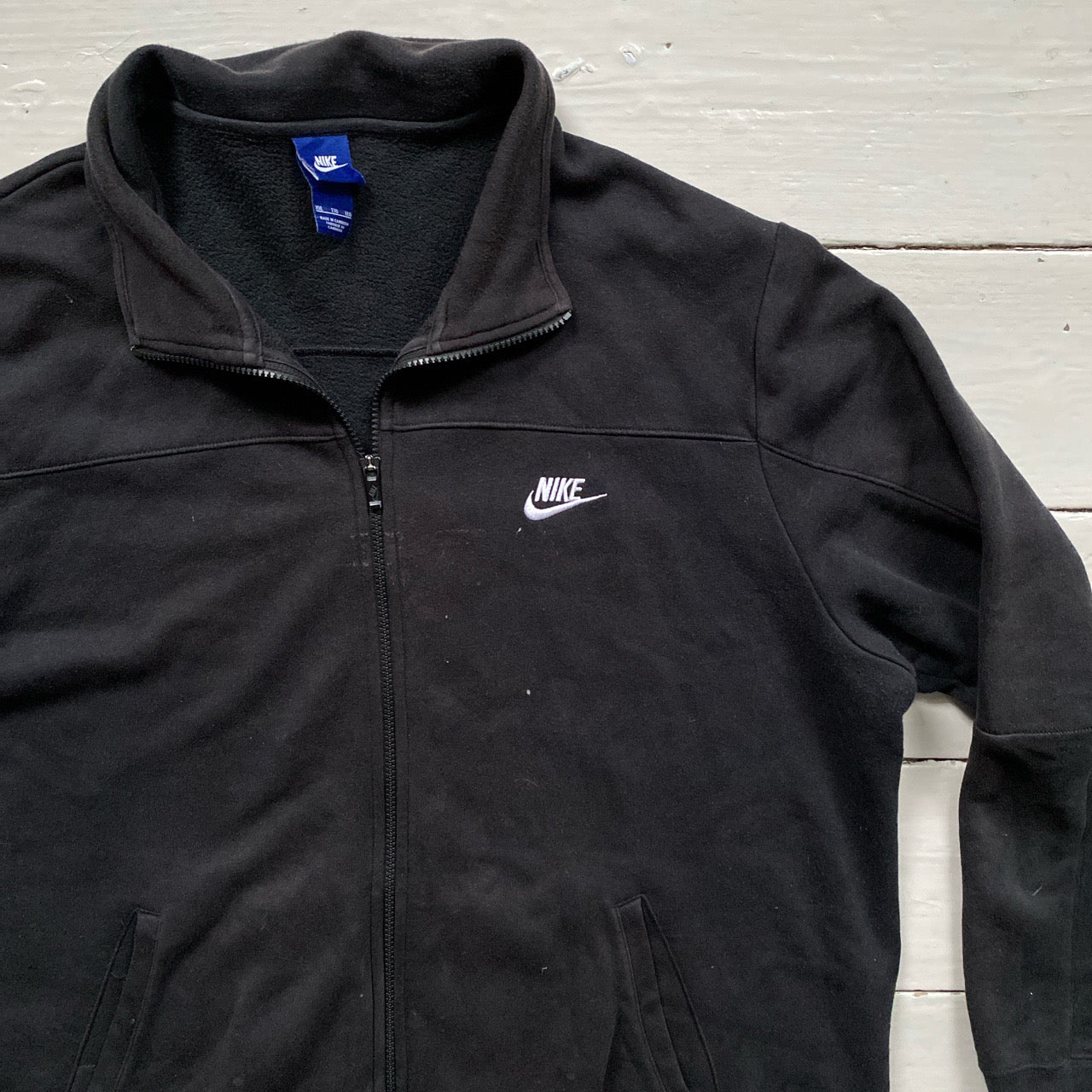 Nike White Swoosh Black Zip Jumper (XXL)