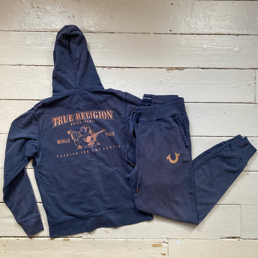 True Religion Full Navy and Brown Tracksuit (Small both)