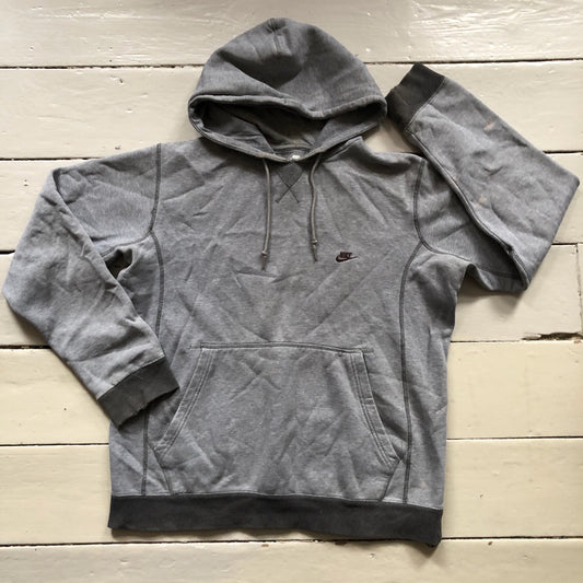 Nike Grey Hoodie Brown Swoosh (Large)