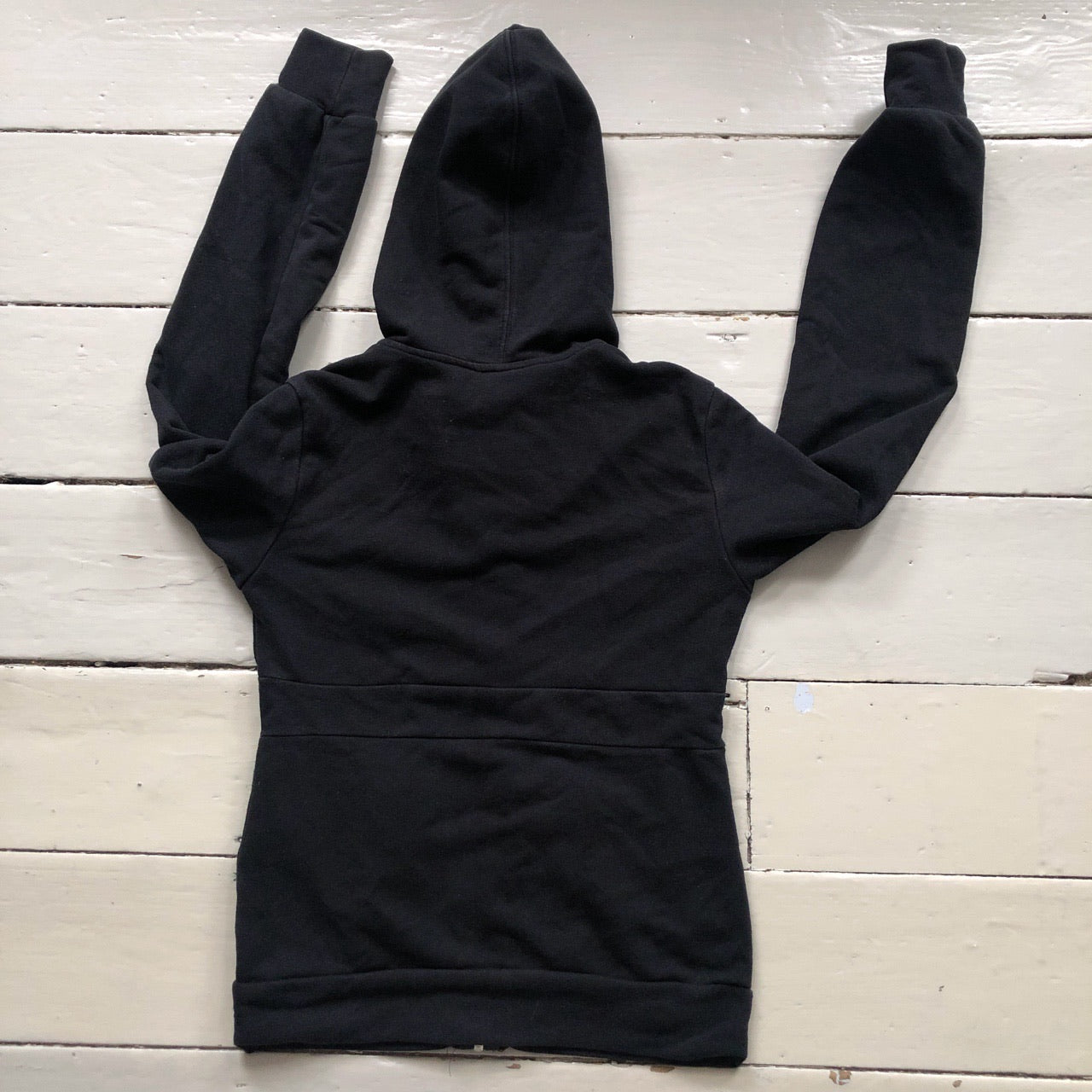 Nike Black Hoodie White Swoosh (Small Womens)