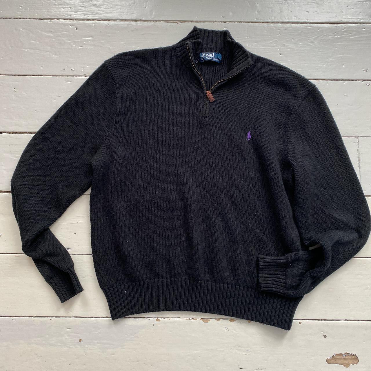 Ralph Lauren Polo Black and Purple Jumper (XXL)