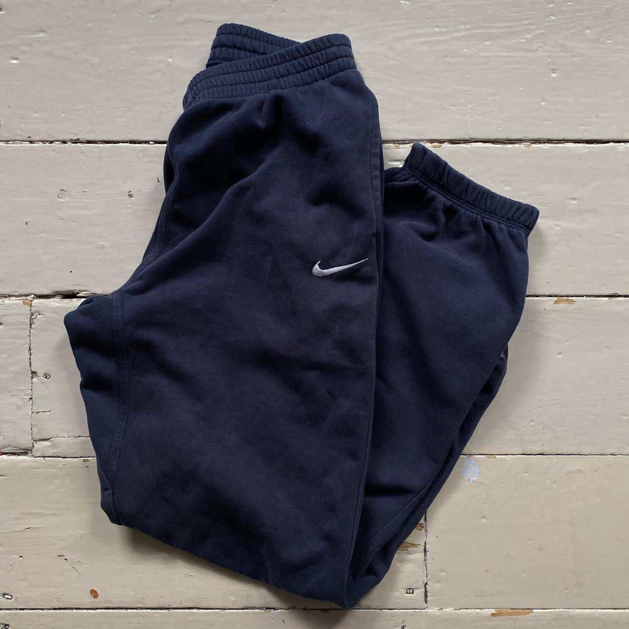 Nike Navy and White Joggers (Womens Small)