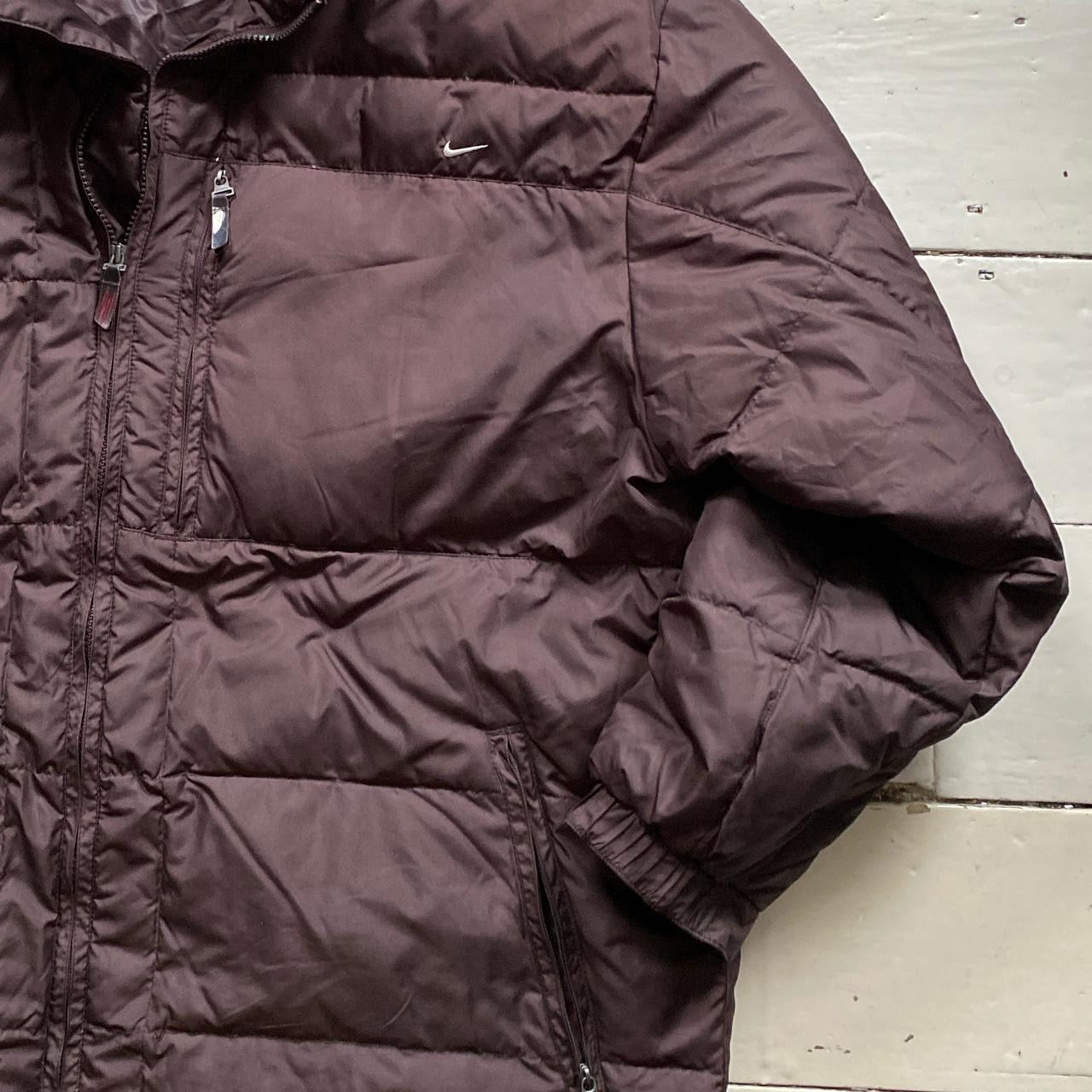 Nike Swoosh Brown Puffer Coat (Large)