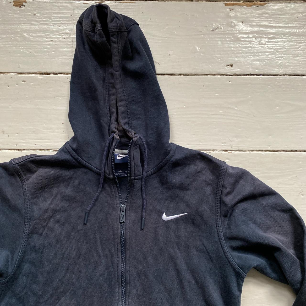 Nike Swoosh Navy and White Hoodie (Small)