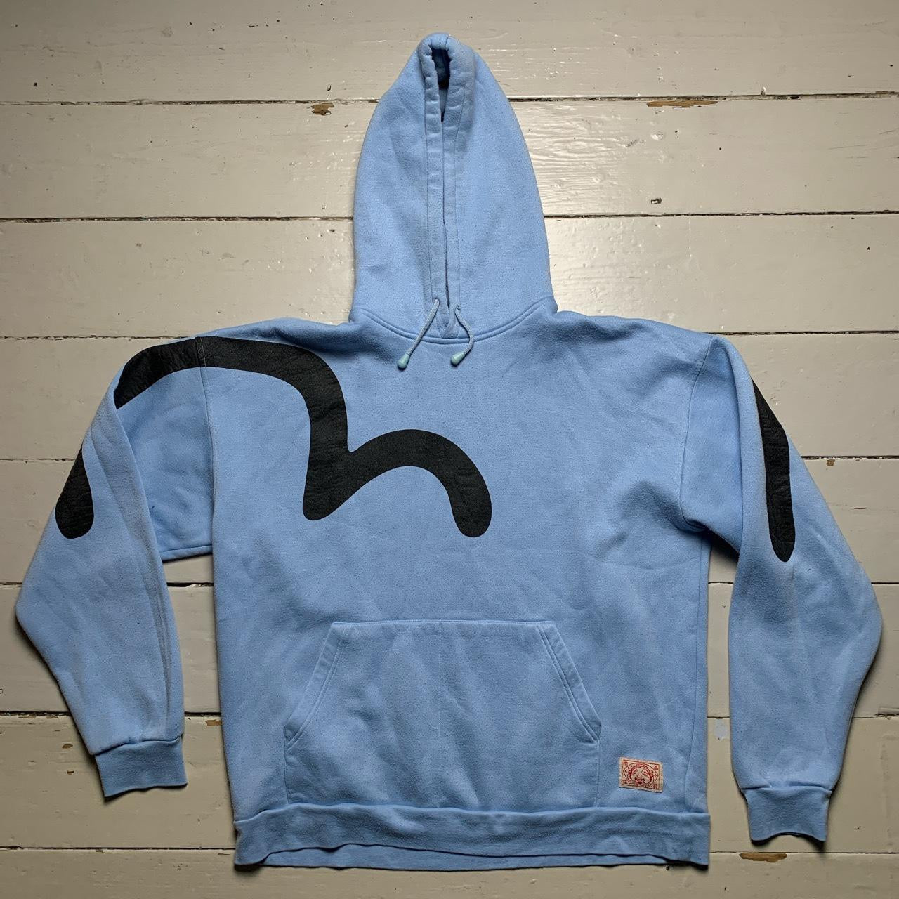 Evisu Big Swoosh Light Blue Hoodie (Large)