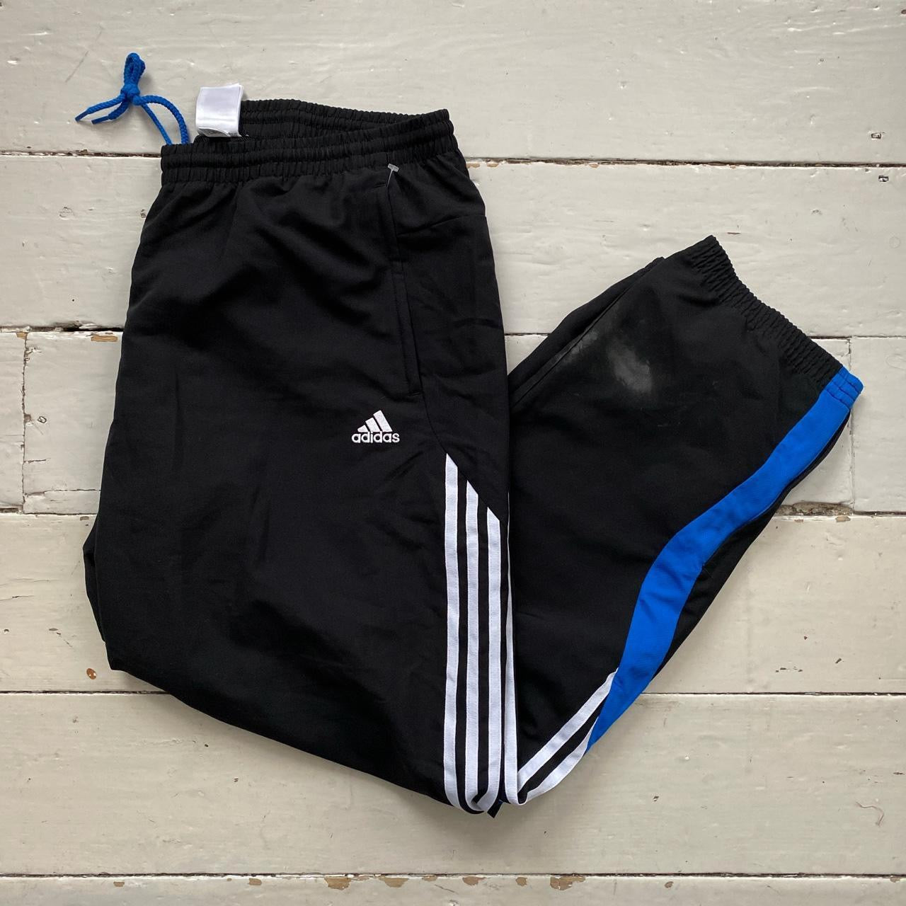 Adidas Black and Blue Shell Bottoms (XXL)