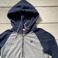 Nike Swoosh Navy and Grey Hoodie (Small)