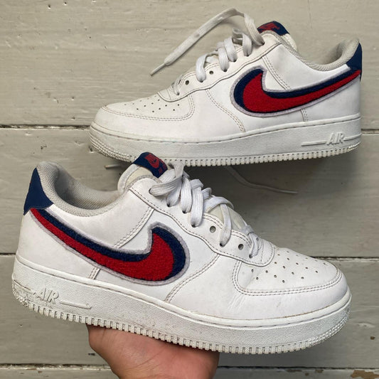 Nike Air Force 1 Towel Swoosh White Red Blue (UK 7)