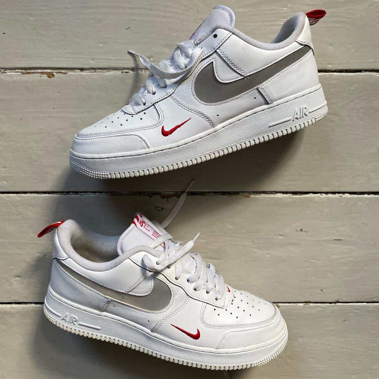 Nike Air Force 1 White Red Silver (UK 10)