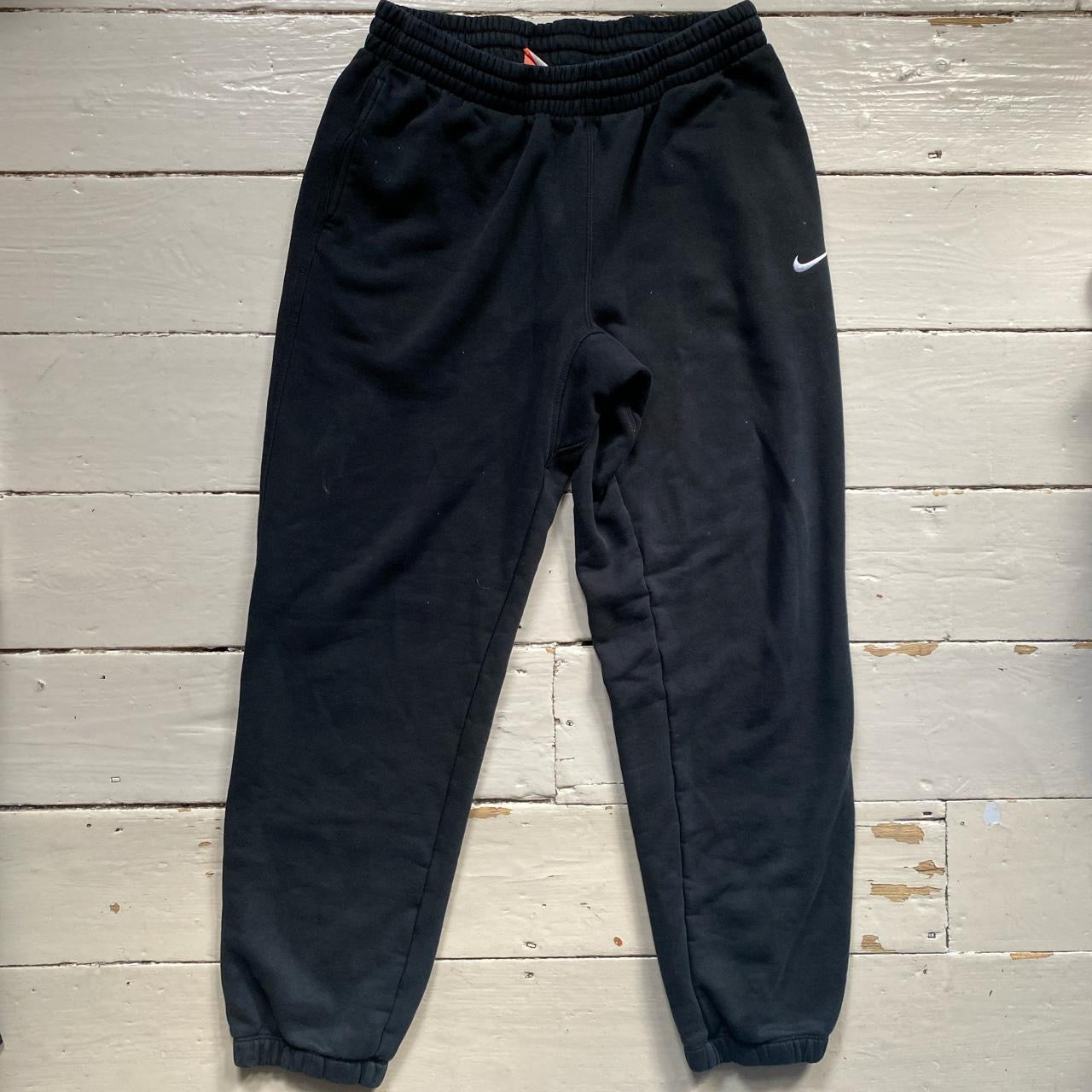 Nike White Swoosh Black Joggers (Large)