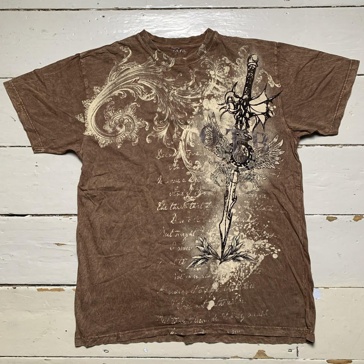 OTB Vintage Brown Grunge T Shirt (Medium)