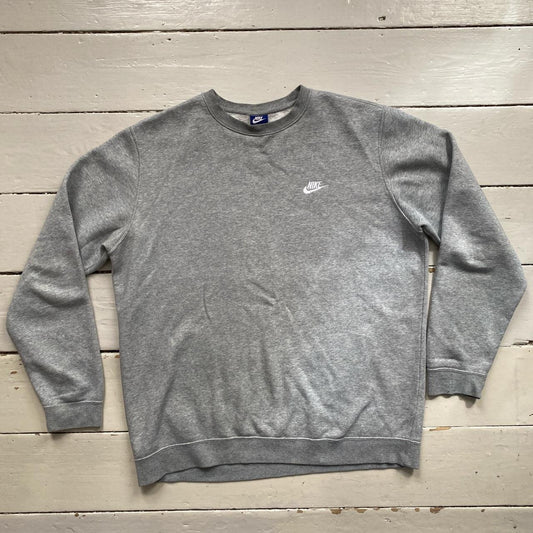 Nike Swoosh Grey and White Jumper (XL)