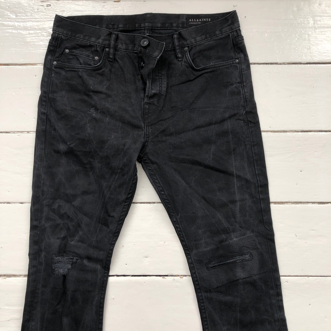 All Saints Black Skinny Cigarette Jeans (33/32)