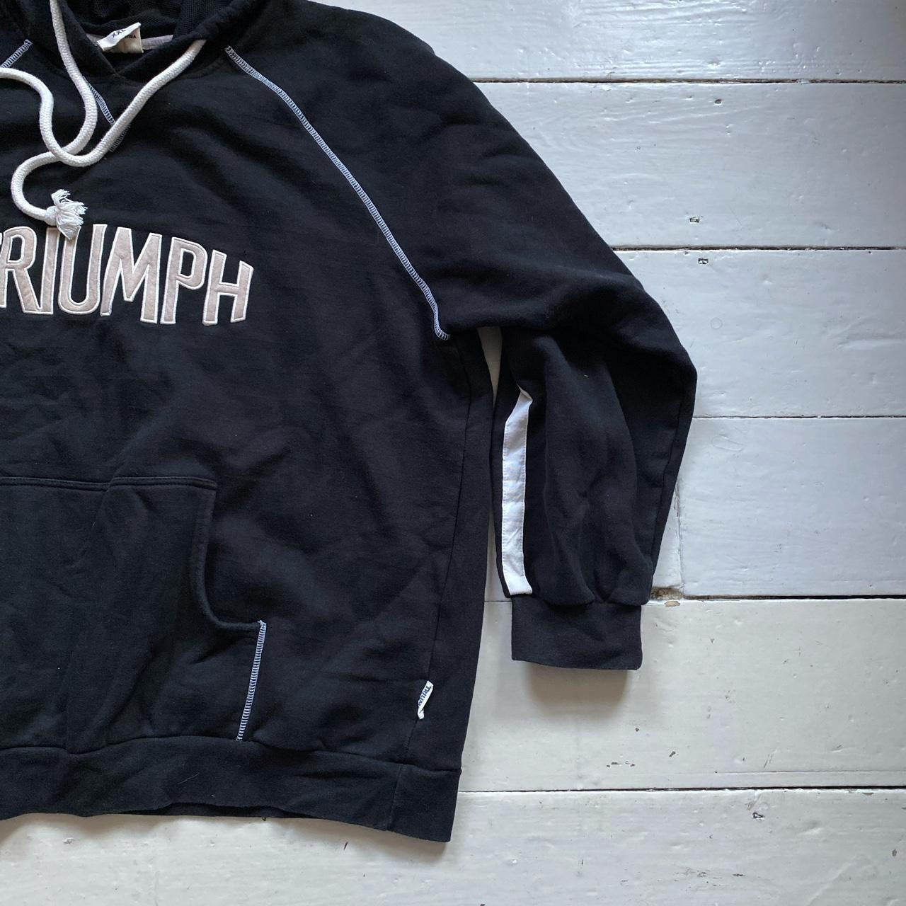 Triumph Vintage Black Contrast Stitch Hoodie (XXL)