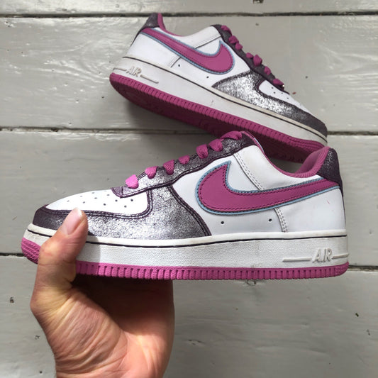 Nike Air Force 1 Vintage White and Pink (UK 4)
