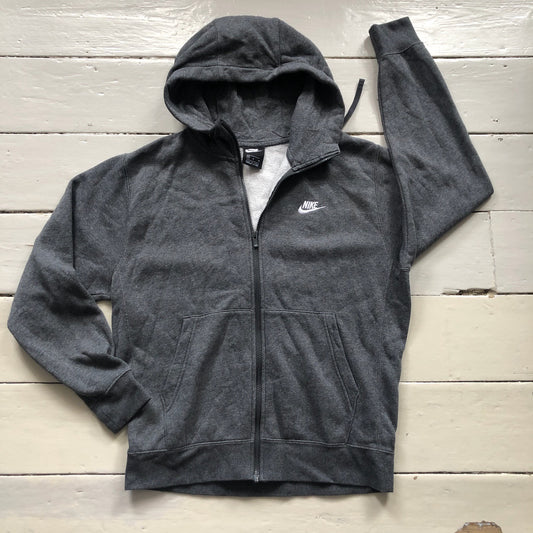 Nike Full Zip Grey Hoodie Swoosh (Medium)