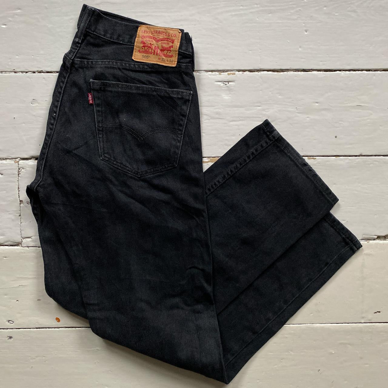 Levis 505 Black Distressed Jeans (32/31)