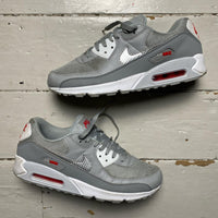 Nike Air Max 90 Silver and Red (UK 11)