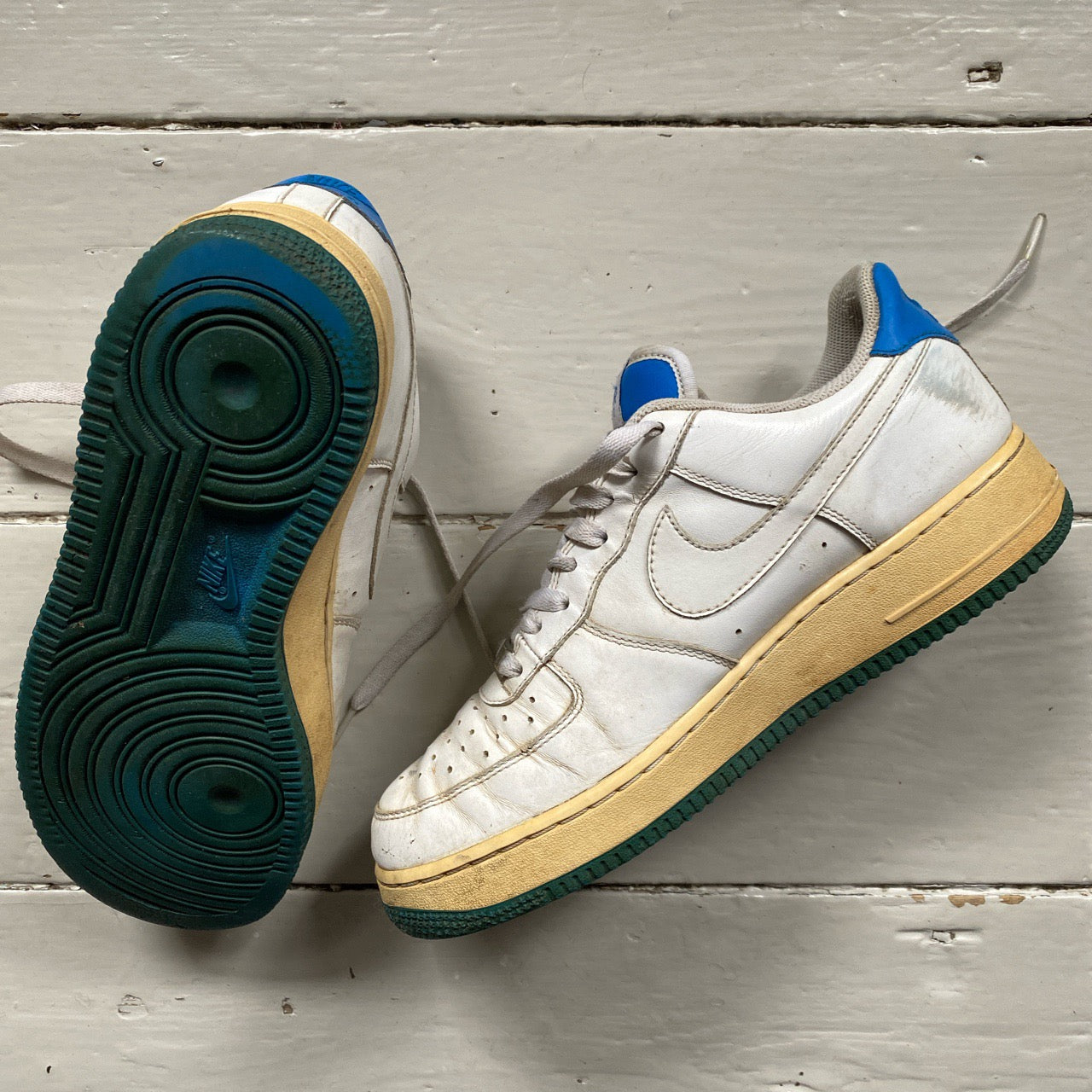 Nike Air Force 1 Vintage White and Blue (UK 8)