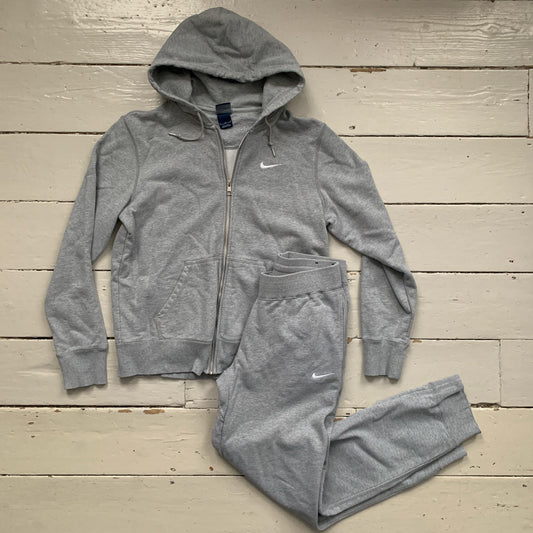 Nike Grey White Swoosh Tracksuit (Medium)