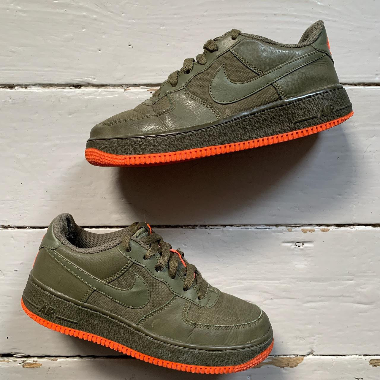 Nike Air Force 1 Khaki and Orange (UK 5.5)