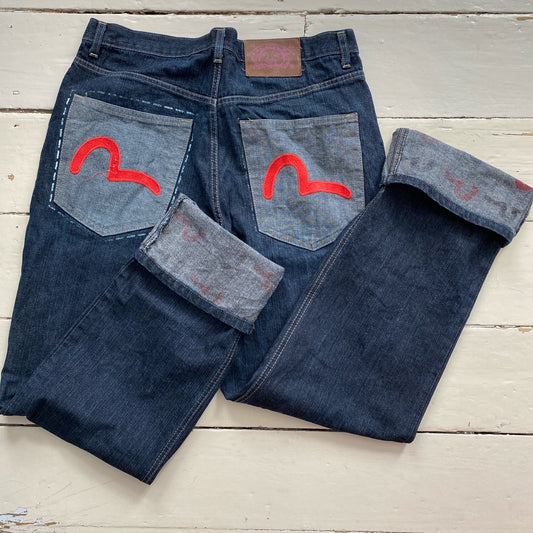Evisu Vintage Patch Red Swoosh Jeans (34/34)