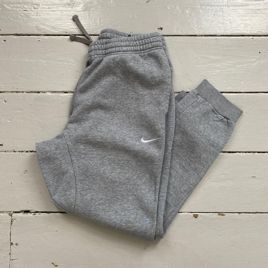 Nike White Swoosh Grey Joggers (Large)