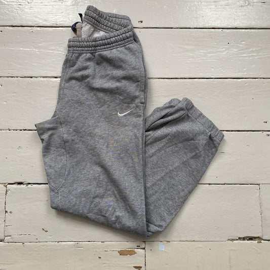 Nike White Swoosh Grey Joggers (Small)