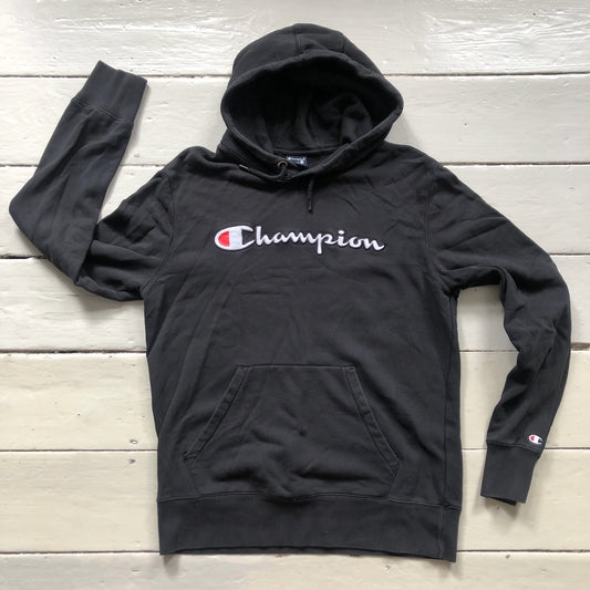 Champion Spellout Black Hoodie (Large)