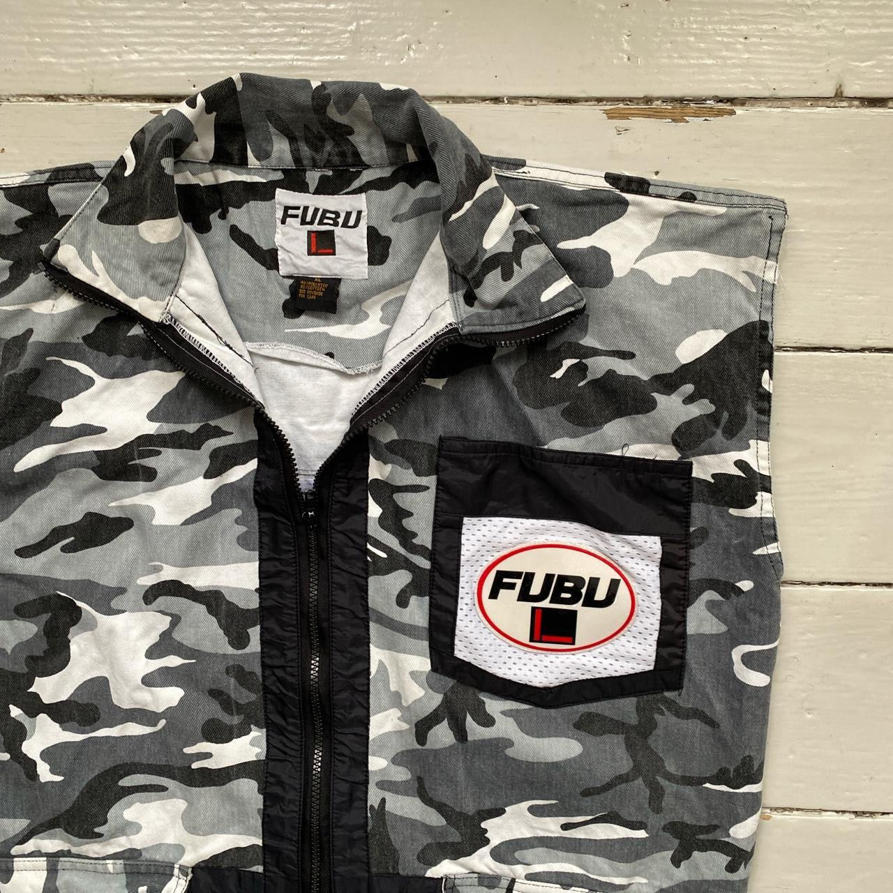 FUBU Vintage Grey Camouflage Gilet (XL)