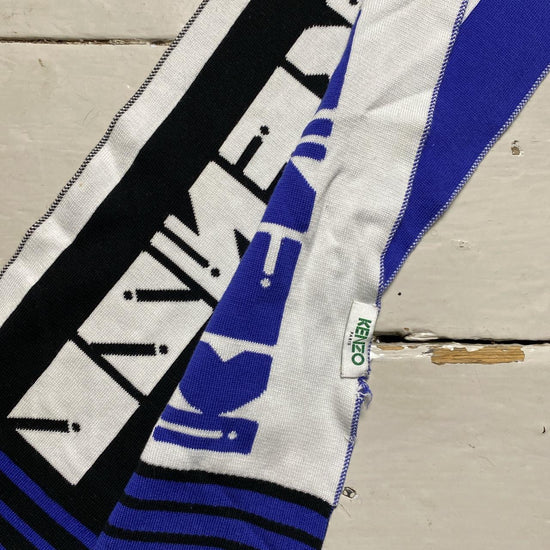 Kenzo Blue Black and White Scarf